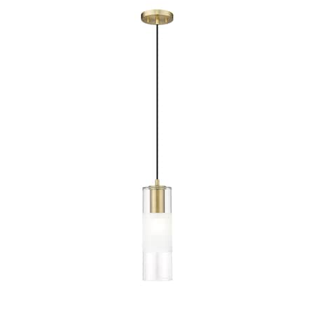 Z-Lite Alton Pendant, 1-Light, 4.75 In.W x 14.25 In.H, Modern Gold/Clear+Frosted 824P-MGLD